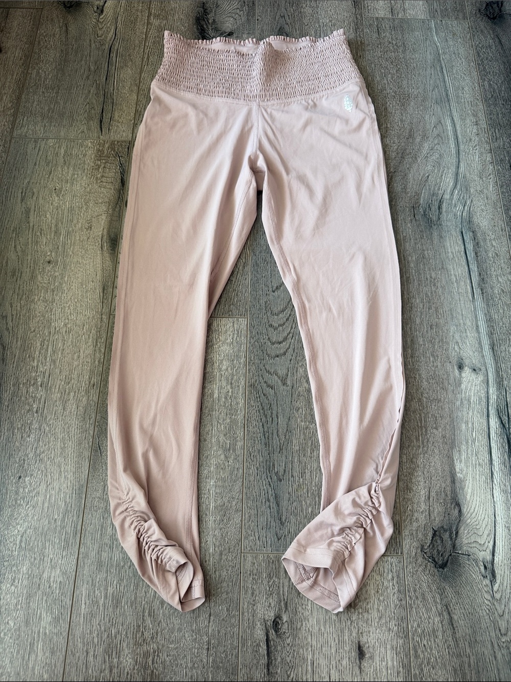 FP Movement by Free People Dusty Rose Smocked-Waist Ruched Leggings